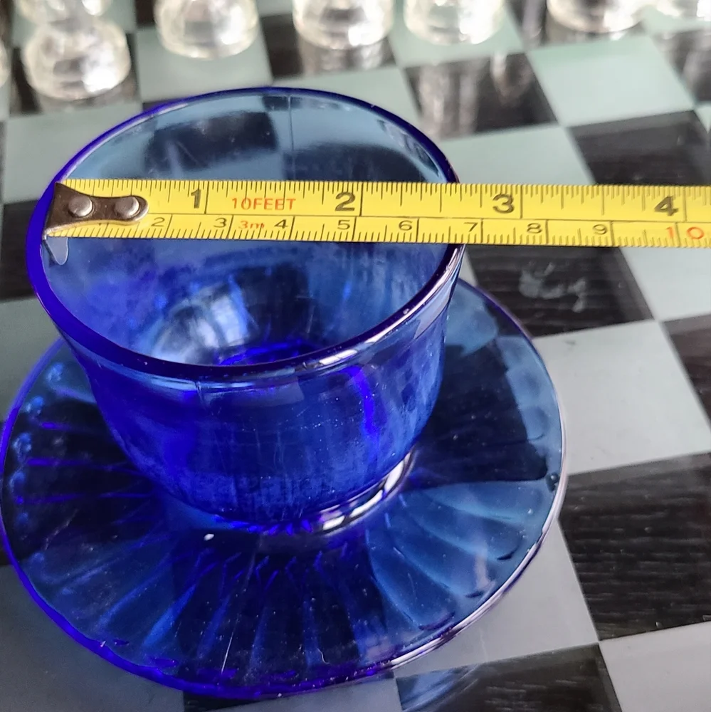 Beautiful Vintage Fenton Cobalt Blue Cup Attached Saucer MCM Kitchen Con…